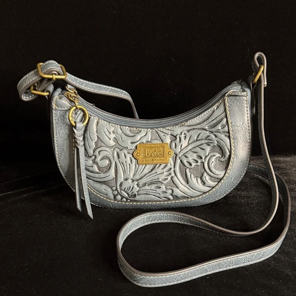 b.o.c. Floral Embossed Crossbody Bag in Blue